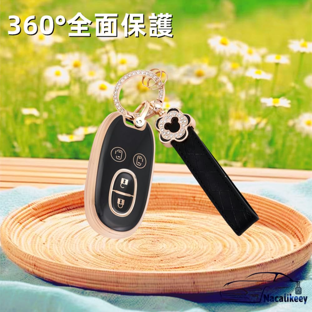 Suzuki Double Sided Slide Key Case Cute Key Case Wagon R Stingray Plum Blossom Compatible with MR Sakura Smart Key Case 4 [Nacalikeey] Wagon, Alto,