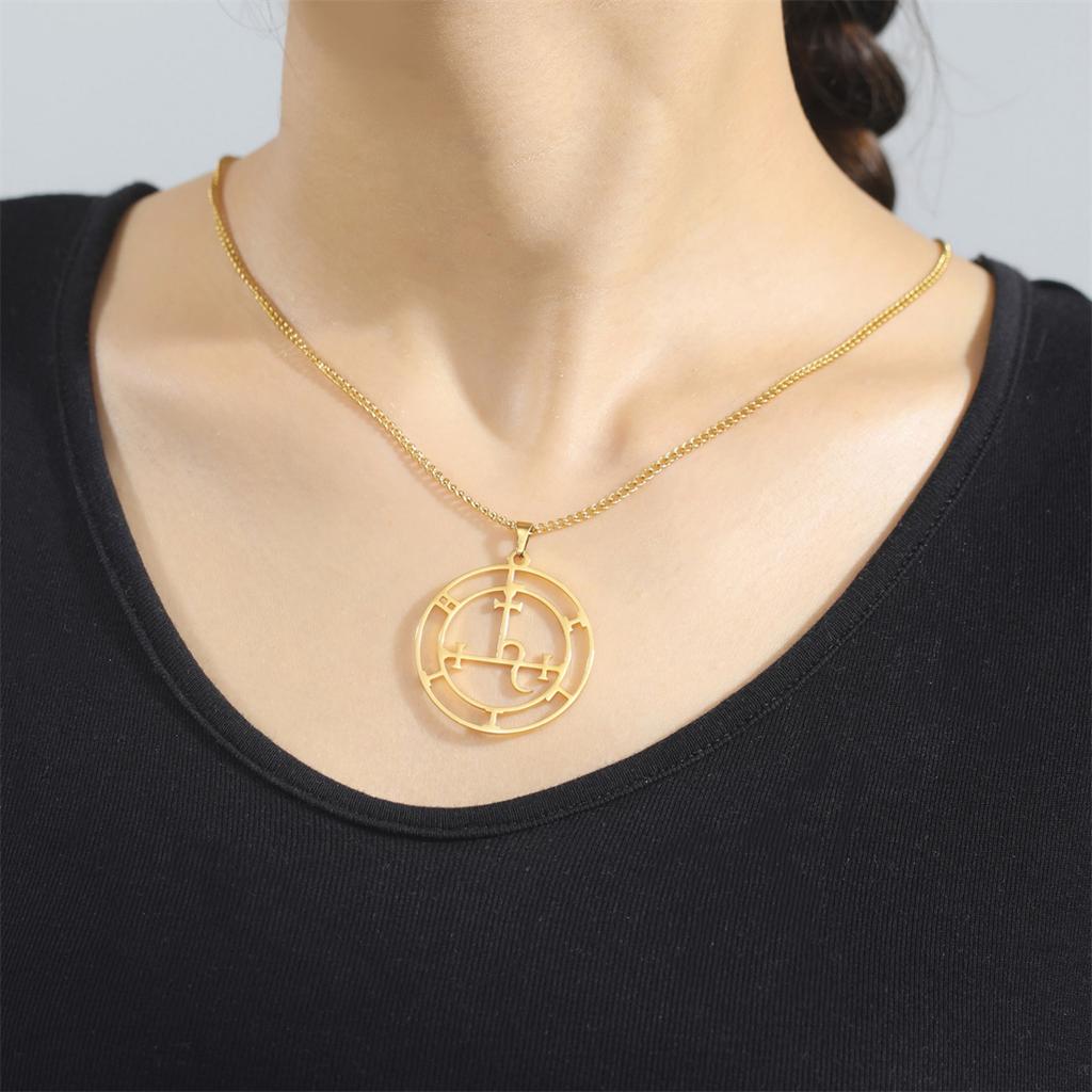  Mythical Goddess Sigil of Lilith Necklaces Stainless Steel Demon Seal Marbas Pendant Necklace Solomon Amulet Jewelry