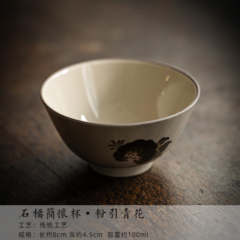 

100ml Hand-painted Pomegranate Tea Cup Underglaze Color Master Single Cup Powder Yin Mug Coarse Tasting Tea Bowl Kung Fu Teaset