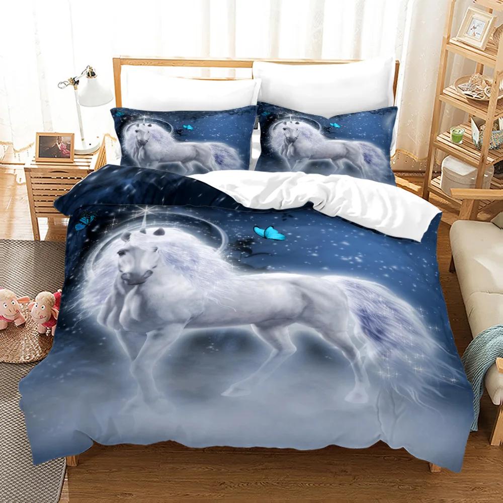 

Comforter 3D Bedclothes For Rainbow Horse/Four Leaf Cloverstar Horse Zebra Animal Winter S Bedroom Set Home Textile Comforter (quilt)-EU Single(135*200cm)3pcs