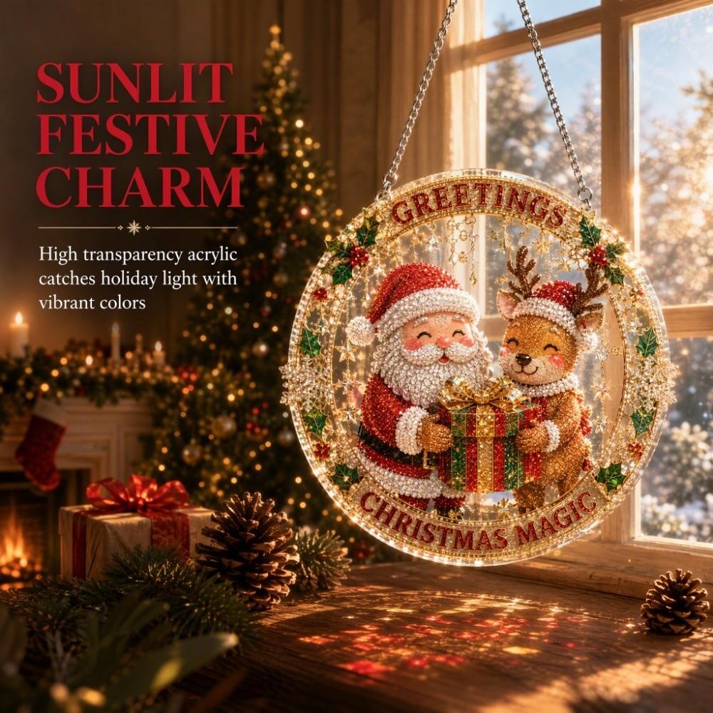 Acrylic Christmas Window Ornament 100Pcs Christmas Ornament Christmas Puzzle Ornament Home