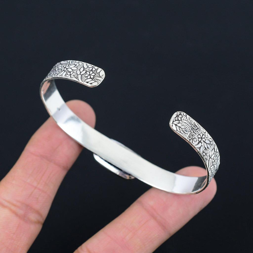 Birthday Gift For Her Natural Tiger Eye Gemstone Bangle Adjustable 925 Silver