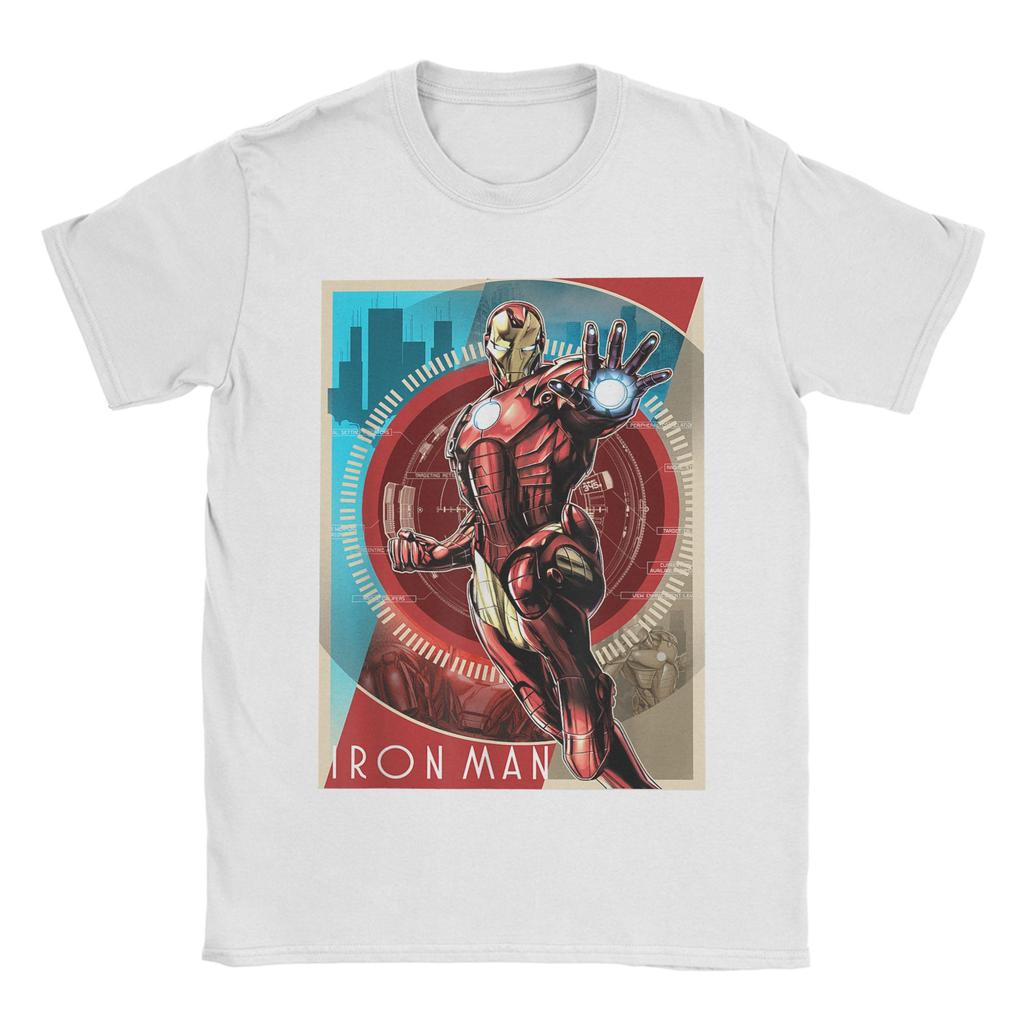 Genuine Authorized Iron Man Retro Tech Poster Print T-Shirt Funny Fashion Men's Short Sleeve TopLoose Plus Size Top