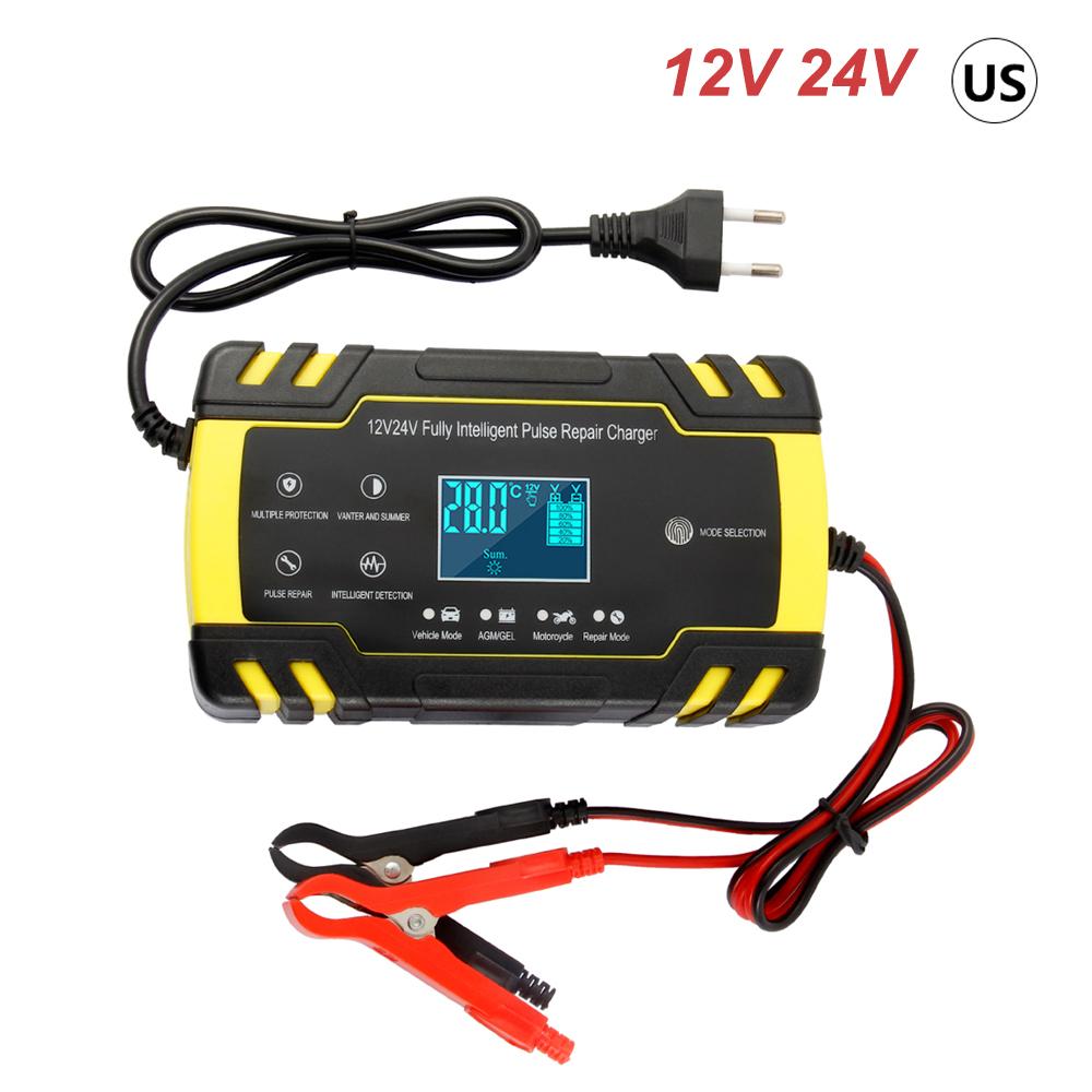 

Зарядное устройство для аккумулятора 12/24 В, импульсное, с регулируемым током, для литиевых LiFePO4 и свинцово-кислотных аккумуляторов, для автомобиля, мотоцикла, газонокосилки