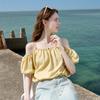 Betu Women's Lyocell Puff Sleeve Slimming Short Sleeve Shirt