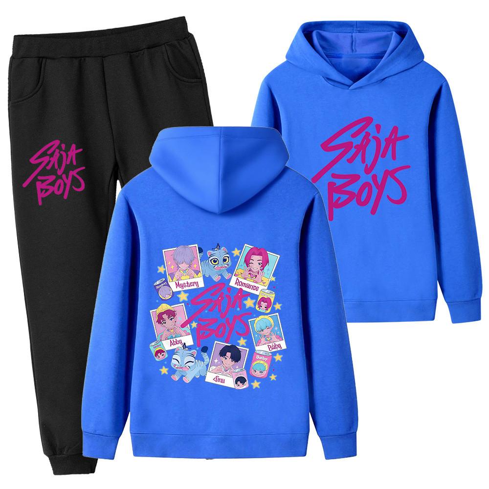 PB1206-2 Kids Boys Girls Kpop Mira Zoey Rumi Sajaboys Double-sided Print Long Sleeves Hoodie Pants Trousers Clothes Sets