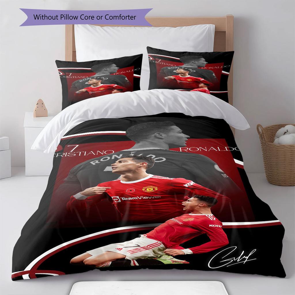 Biancheria da letto con motivo CR7, Set piumone Copripiumone Federa Regalo di Compleanno per la Casa(1 * copripiumino + 2 * federa, senza nucleo)
