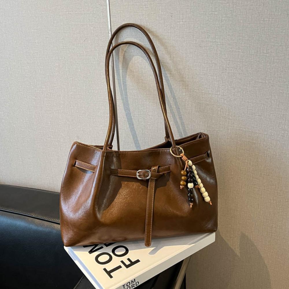 Suede/PU Leather Shoulder Bag Retro Elegant Handbag Available In 4 Colors Solid Color Commuting Tote Bag School/Travel/Work