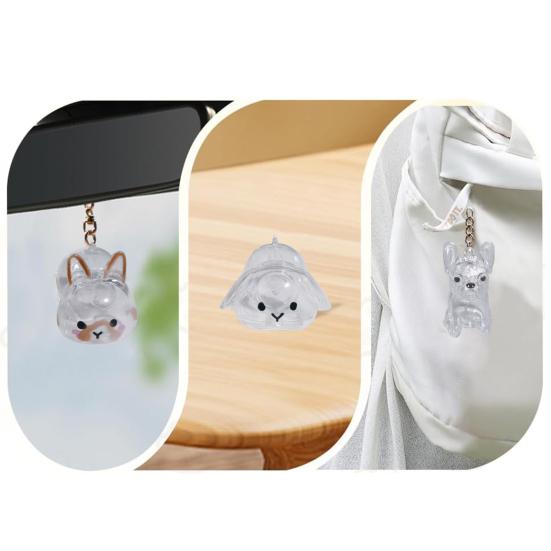 Dog Hair Collector Charm Keychain Transparent Pet Fur Keepsake Capsule Rabbit Memorial Pet Hair Collection Bottle Charm with Keyring Gift for Pet
