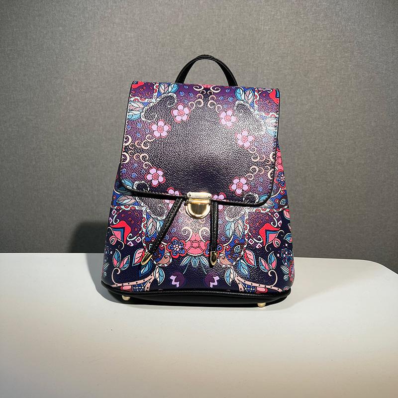 Vintage Bohemian Print Women's Backpack - Comfortable Wide Strap Ethnic Style Travel Bag Casual Daypack