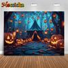 Mocsicka Halloween Photo Backgrounds Shooting Props Terror Forest Tree Tent Bat Jack-O-Lanterns Party Decor Photography Backdrop
