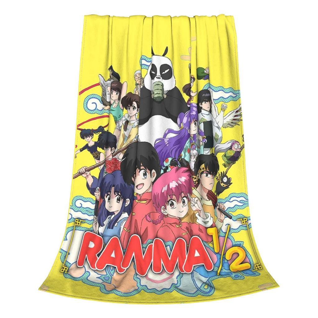 P-chan Ryoga Lost Pig Ranma 1⁄2 Adventure Comedy Blankets Flannel Sofa Throw Blanket for Bedroom Office Throws Bedspread Quilt