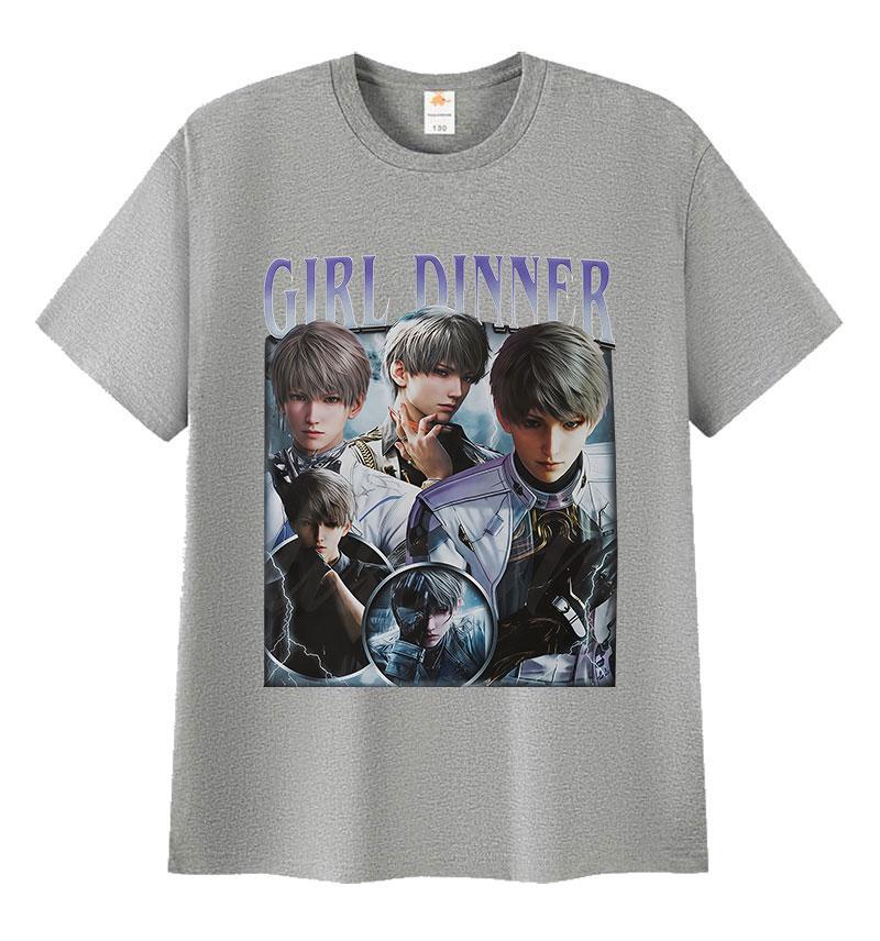 Limited Girl Dinner Love and Deepspace Game Graphic T Shirt Men's Vintage Fashion Short Sleeve T-shirts Cosplay Clothing T-shirt
