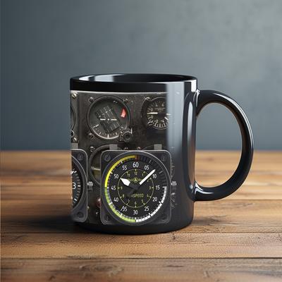Raumschiff Kampfjet Instrumentenbrett Kaffeetasse schwarze Keramiktasse Vatertag Geburtstagsgeschenk Vater Haus Teetasse