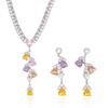 Set Fashion Trend Zircon Earrings & Colorful Heart Necklace with Fresh Flowing Jewelry Chain