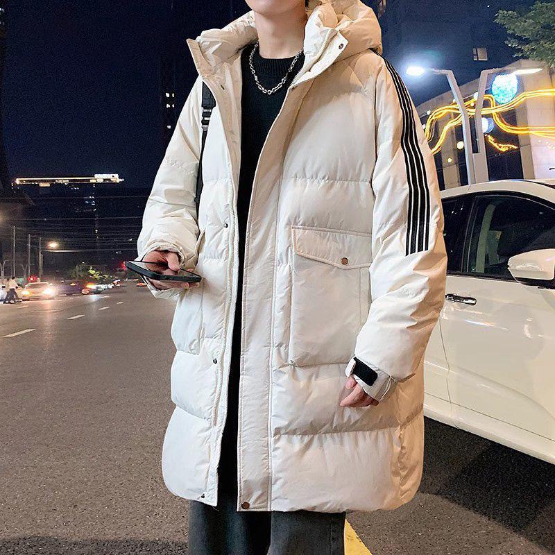 Men's 2025 Mid-length Down Jacket - Winter Thickened Casual Hooded Outerwear for Youth Fashion and Cold Protection