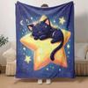 1pc Cartoon Cat Printing Lightweight Flannel Blanket, Comfortable and Warm Blanket, for Camping Sofa Bed and Couch Office, Gift