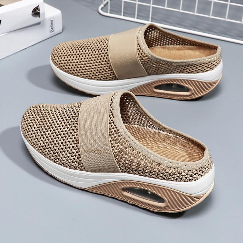 

Women Fashionable Mesh Slippers Lightweight and Comfortable Zapatos De Mujer Multifunctional Thick Soled Shoes New Half Trailer 35 рожевий