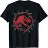 Jurassic World Kids' T-Rex Christmas Lights T-Shirt - Black, Short Sleeve, Crew Neck, Small