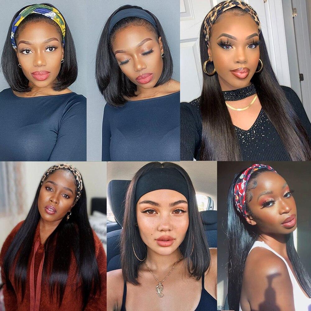 MERISIHAIR Long Black Straight Headband Wigs Heat Resistant Synthetic Hair Wig Machine Made Wig For Black Women