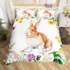 3D Rabbit Duvet Cover Set Full Queen Size Cute Farm Animal Butterfly Bedding Set For Girls Teal Blue Watercolor Comforter Cover
