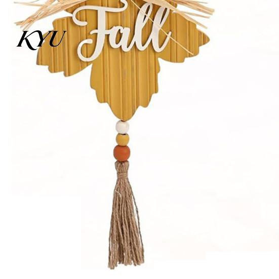 Fireplace Mantel Harvest Sign Hello Fall Wooden Hanging Sign, Pumpkin Maple Leaf Door Hanger with Thanksgiving Tassel, Autumn Wall Decor, Farmhouse