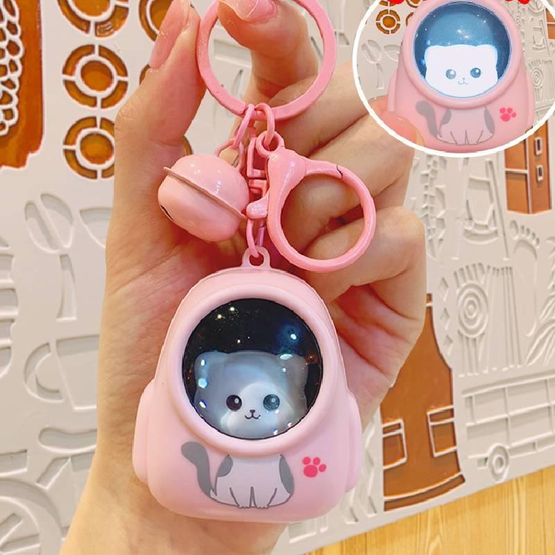 

Backpack Cat Luminous Keychain Toys Cartoon Bag Decorations Kids Cute Gifts розовый