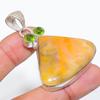 Plume Agate, Peridot Gemstone 925 Sterling Silver Jewelry Pendant 2.05" SU-8464