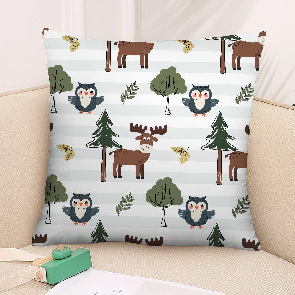 Forest Animals Printed Pillow Case 3D Print Polyester Fiber 40*40 cm Home Sofa Throw Pillow Cover Decoration Festival Gift