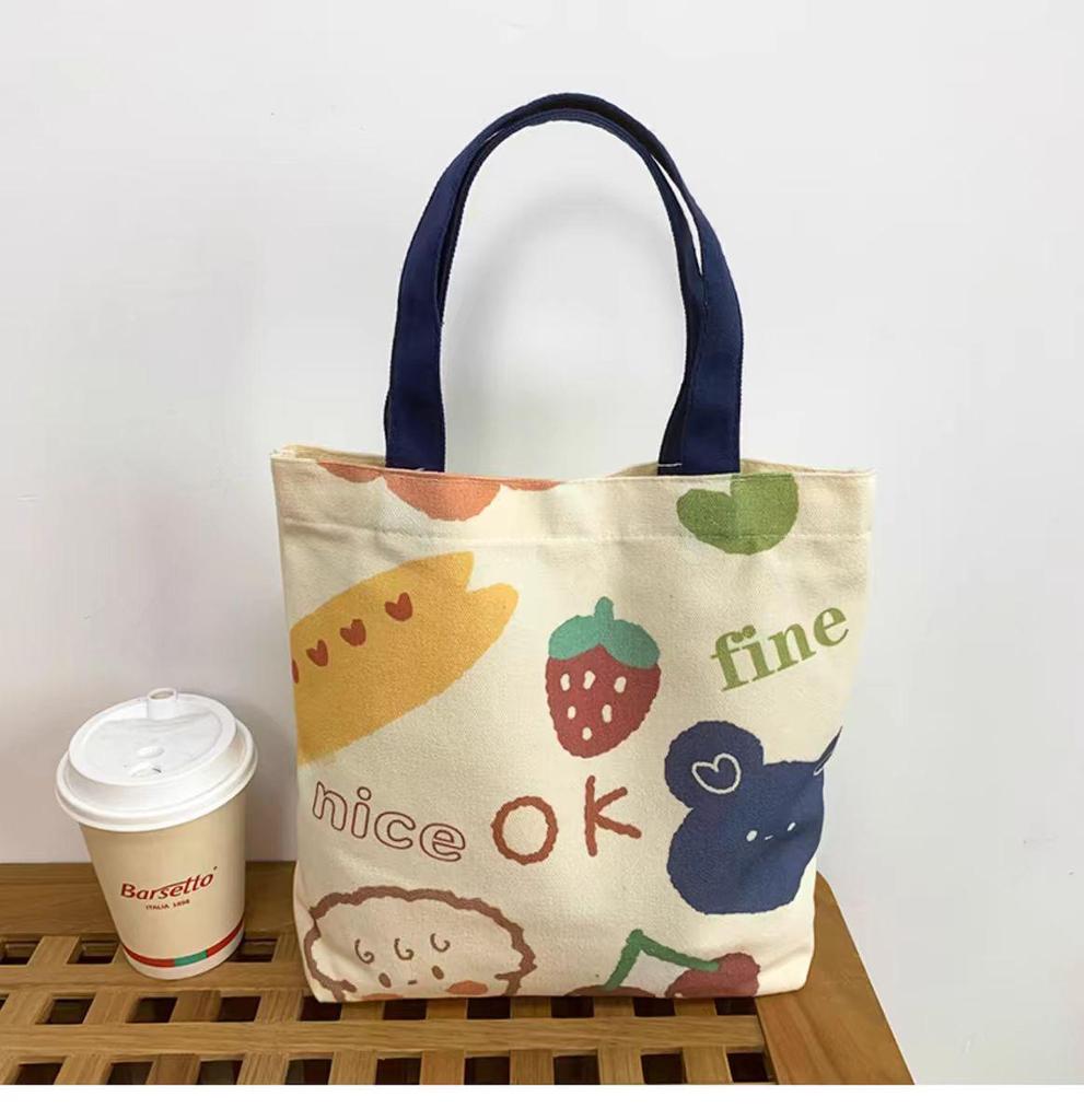 Versatile Japanese Canvas Tote: Large Capacity, Handheld, Trendy Lunch Box Bag for Women