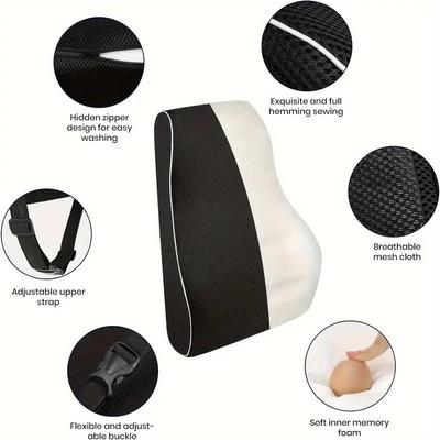 Almofada Ergonômica de Espuma de Memória para Suporte Lombar para Cadeira de Escritório - Tamanho Aprimorado, Retorno Lento, Conforto Prolongado ao Sentar, Protege a Lombar