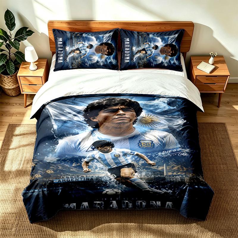 Diego Maradona  (1) 3pc set suitable for master bedrooms soft and comfortable an ideal gift for family and friends Includes one duvet cover and two pi
