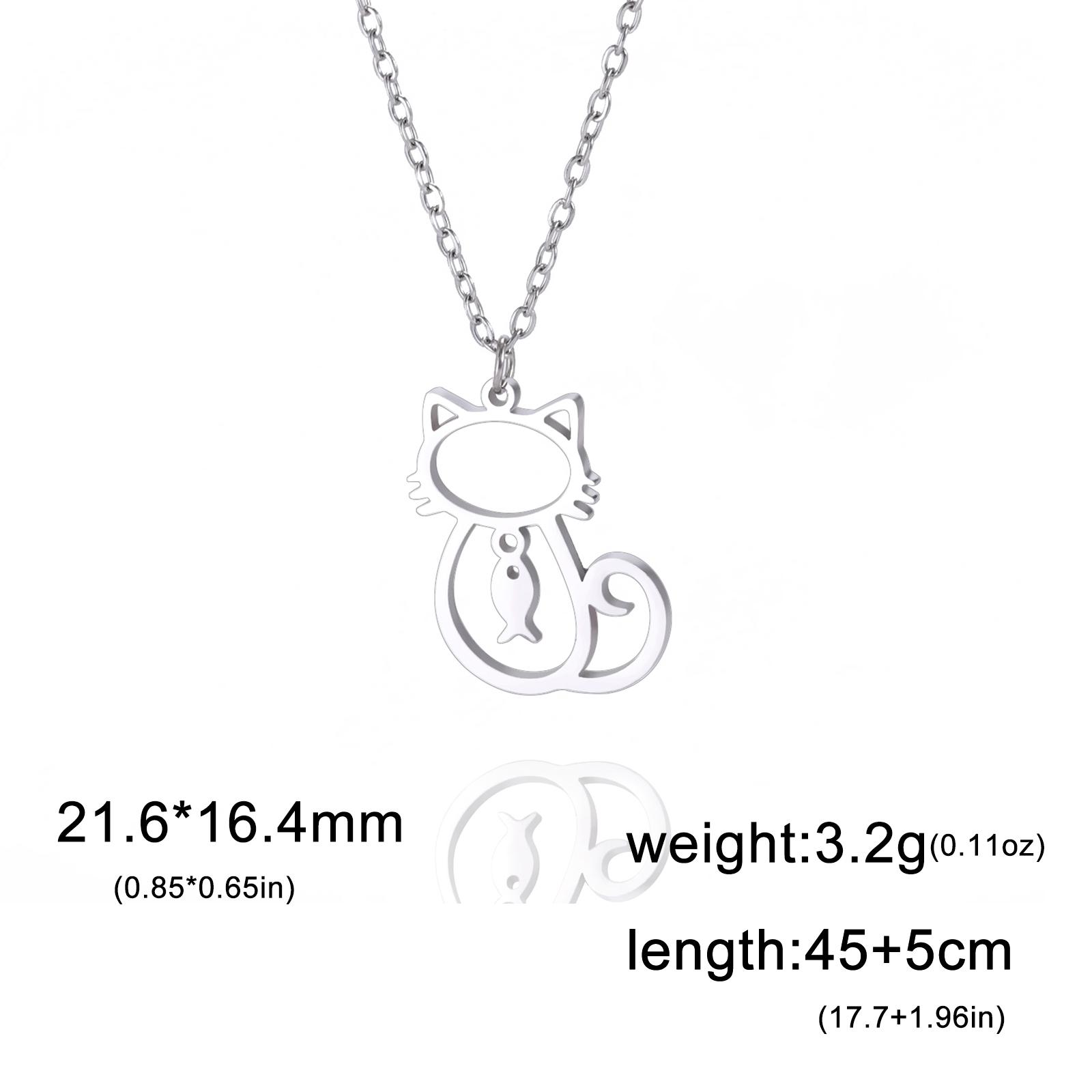 

Cazador Lovely Cat Kitten Fish Pendant Necklace for Women Stainless Steel Gold Color Animal Neck Chain Jewelry Birthday Gift 45-50 cm