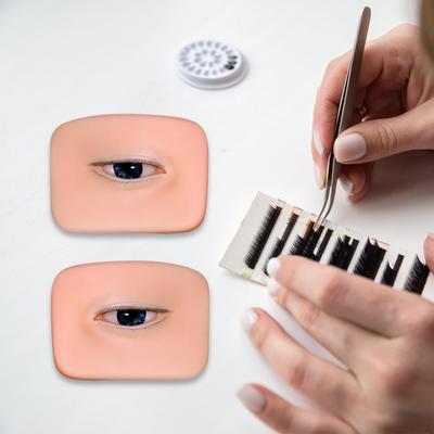 2 Pieces 3D Silicone Eye Models Eyelash Extension Practice Soft Professional Realistic Easy