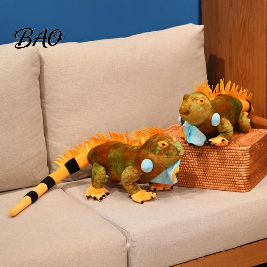 Skin Friendly Plush Toy Realistic Iguana Toy, 80cm Lifelike Lizard Stuffed Animal with Soft Funny Prank Gift for Kids Fur, Long Tail Decor,