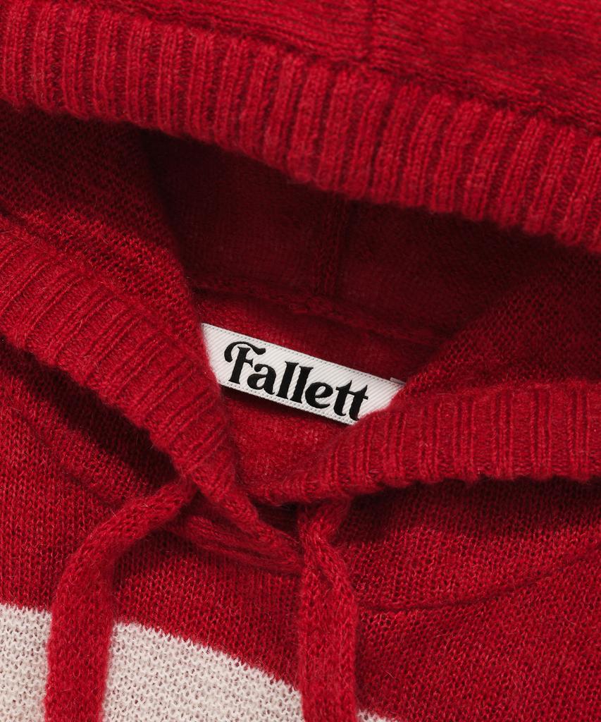 FALLETT Striped Sheer Knit Hoodie Red