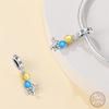 Copper Beaded Pendant Blue Shiny Zircon Suitable Original 3Mm Bracelet Women Fine Jewelry