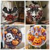 Halloween Front Door Sign Front Door Scary Acrylic Round Sign Gothic Festive Ornament Hangable Scene Props for Bedroom Porch, Acrylic Round Sign