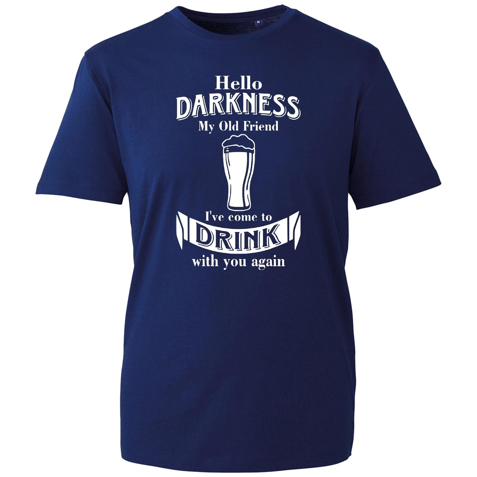 Hello Darkness My Old Friend T-Shirt, Funny Guinness Mens Unisex Gift Tee Top S