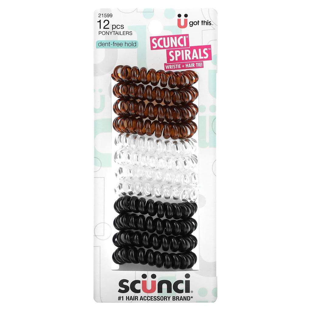 Scunci Pony Tailor, Spurloser Pferdeschwanz, Mehrere Farben, 12er-Pack