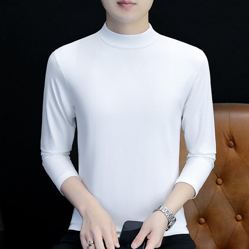 Men S Cotton Half High Neck Long Sleeve Loose Fit T Shirt