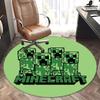 Minecraft Creeper Stolmatta Rund Matta-Kontorsmatta, Maskintvättbar, Halkfri, Lämplig för Vardagsrum, Sovrum