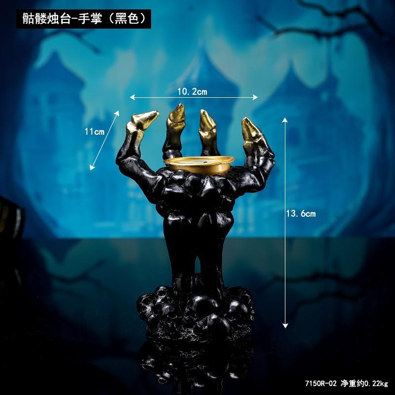 Halloween Skull Candlestick Creative Ghost Hand Ornament Ghost Festival Arrangement Props Horror Atmosphere Skull Candlestick