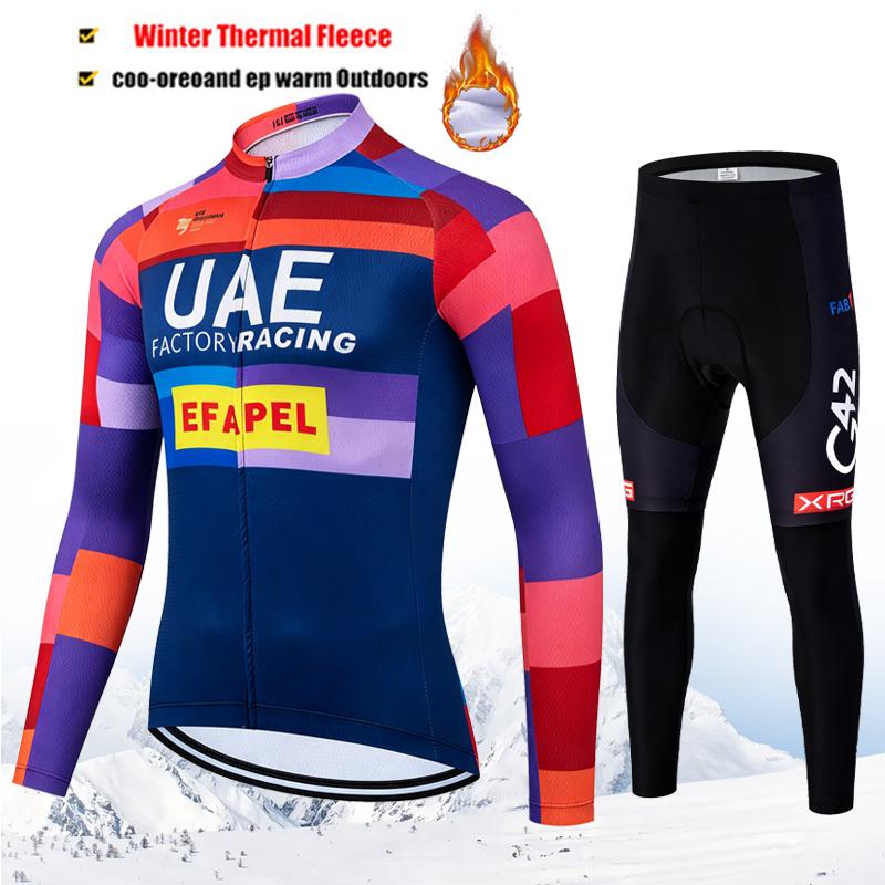 2027 Winter UAE Team Men's Cycling Clothing Men Thermal Fleece Cycling Set Mtb Man Clothes Sets Riding Suit Set Road Bike Wear