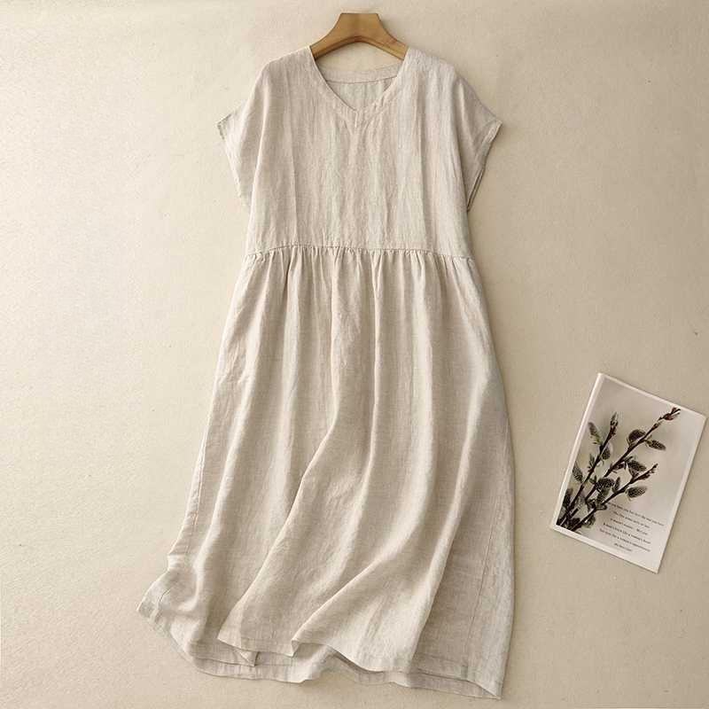 

Женское хлопковое платье с геометрическим принтом 2XL льняной