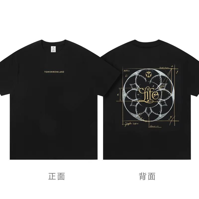 

2025 Qdance Tomorrowland EDC Electric Syllabic Wear Around The Disco Clothes Pure Cotton T-shirt High Quality Luxury Brand 4XL