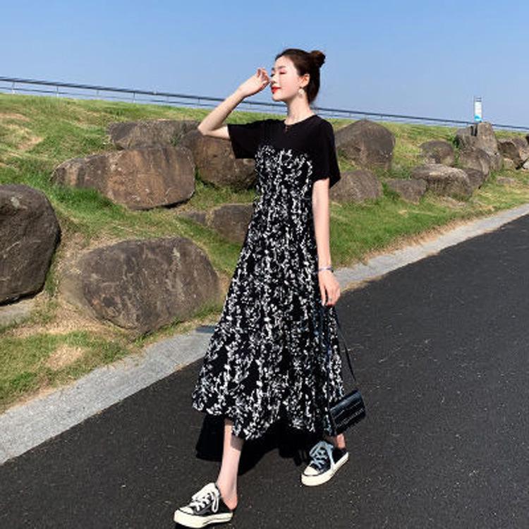 2025 Sommer Hepburn Stil Hohe Taille Blumen Midikleid - Schlankmachend, Kurzarm