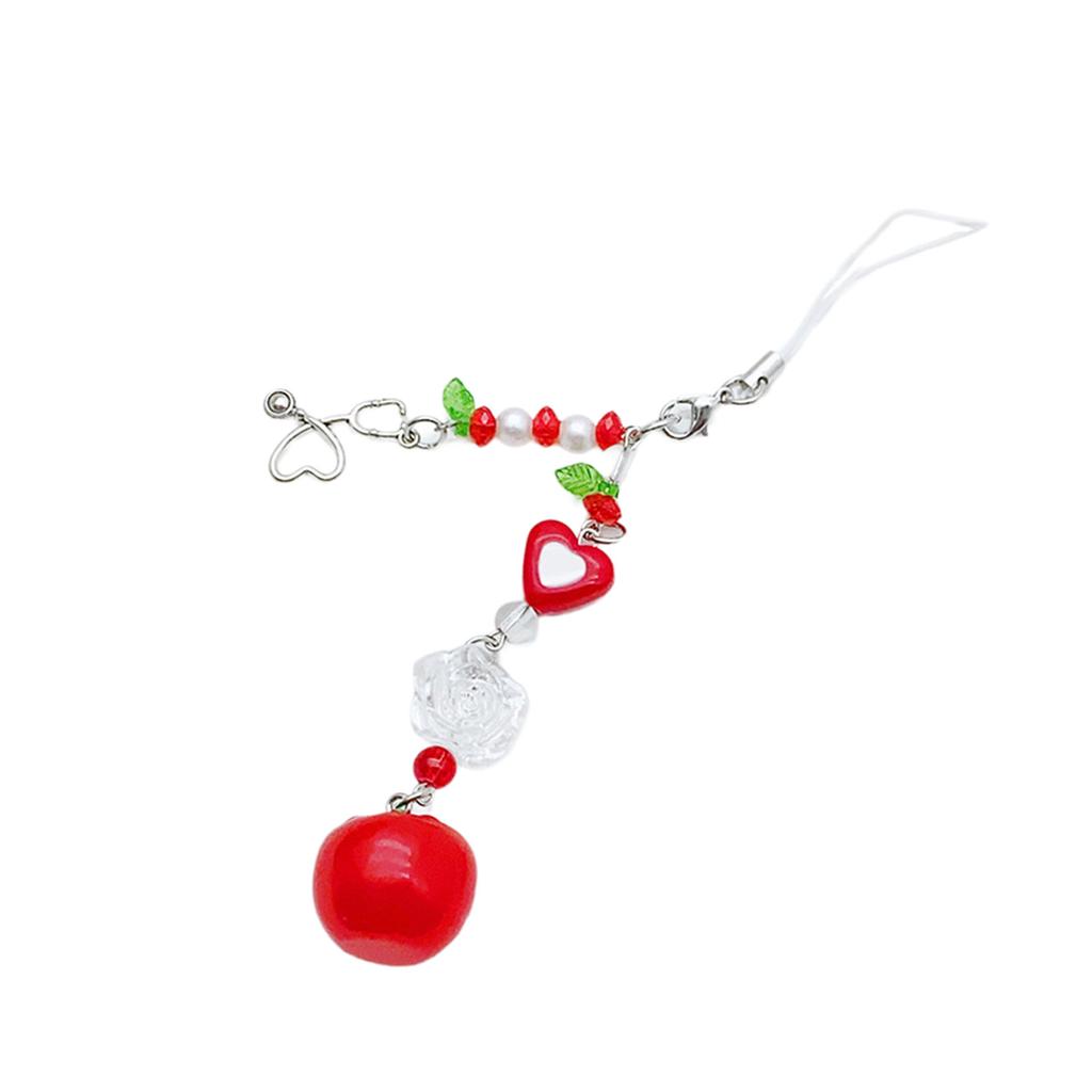 Sweet Tomato Strawberry Phone Charm Straps Car Key Hangings Pendants Fashion Bag Decoration Lanyard Purse Accessories