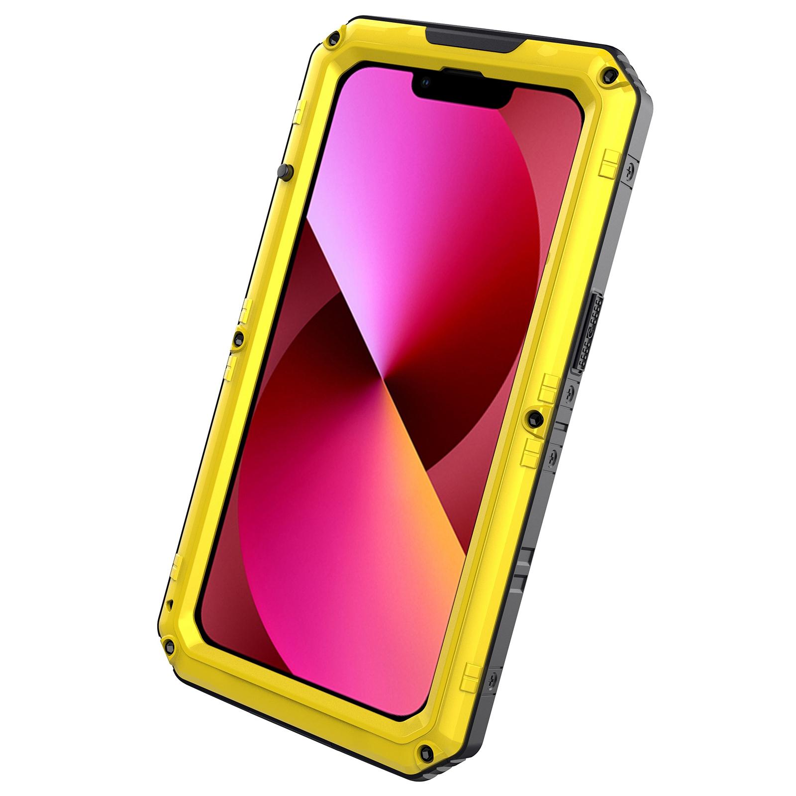 

Anti-drop Shockproof Waterproof Dust-proof Silicone+Metal Protective Phone Case Shell for iPhone 13 6.1 inch Yellow