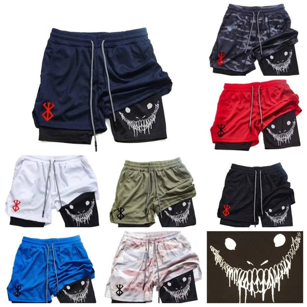 Berserk Muay Thai Kick Boxing UFFC MMA Mixed Marcial Art Shorts Anime Men Women Unisex Double Layer Quick Dry Breathable Sport Gym Fitness Workout